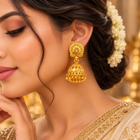 Urthn Stylish Gold Plated Jhumka Earrings | Traditional Fashion Jewellery for Festive & Party Wear( Pack of 6)