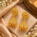 Urthn Timeless Gold Plated Jhumki Earrings | Elegant Traditional Jewellery for Weddings & Festive Occasions
