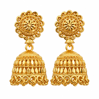 Urthn Timeless Gold Plated Jhumki Earrings | Elegant Traditional Jewellery for Weddings & Festive Occasions( Pack of 6)
