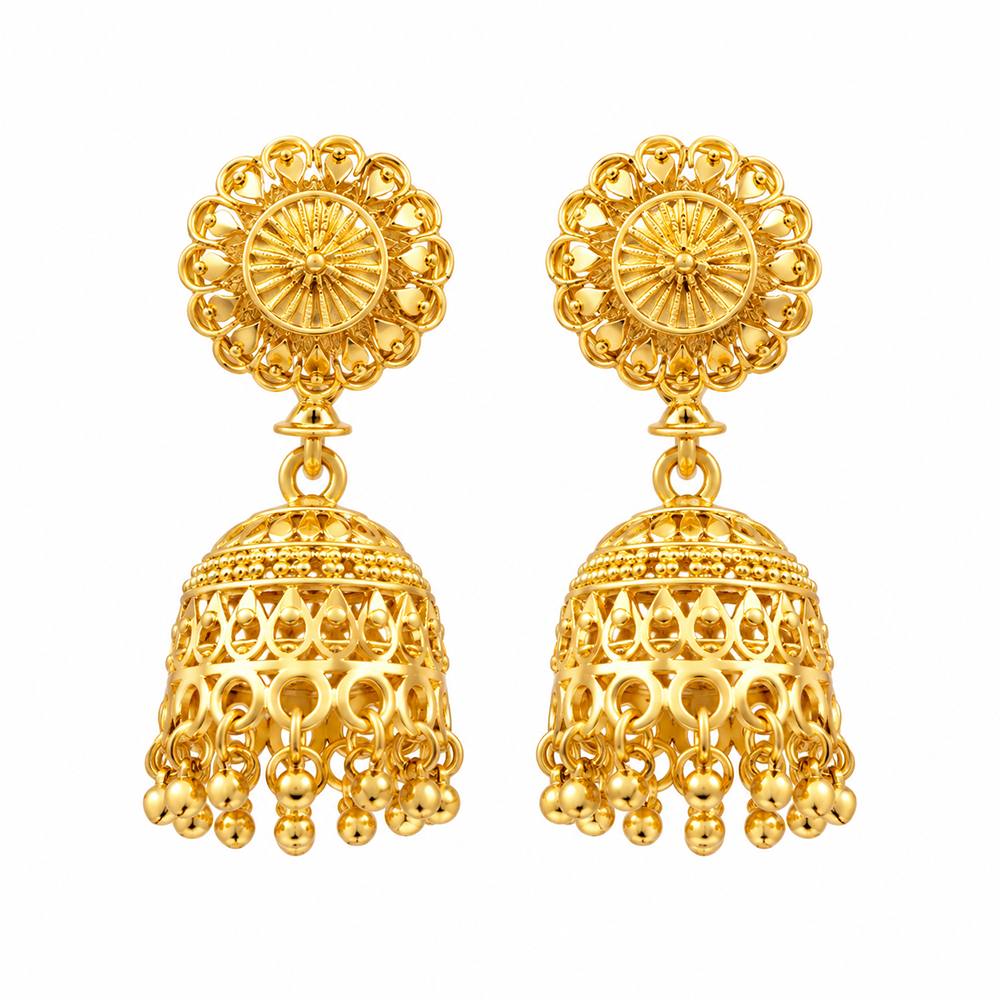 Urthn Timeless Gold Plated Jhumki Earrings | Elegant Traditional Jewellery for Weddings & Festive Occasions( Pack of 6)
