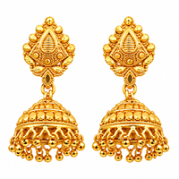 Urthn Traditional Gold Plated Jhumki Earrings with Leaf Shape Stud for Women & Girls( Pack of 6)