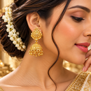 Urthn Traditional Gold Plated Jhumki Earrings with Leaf Shape Stud for Women & Girls( Pack of 6)