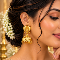 Urthn Traditional Gold Plated Jhumki Earrings | Designer Indian Earrings for Women & Girls