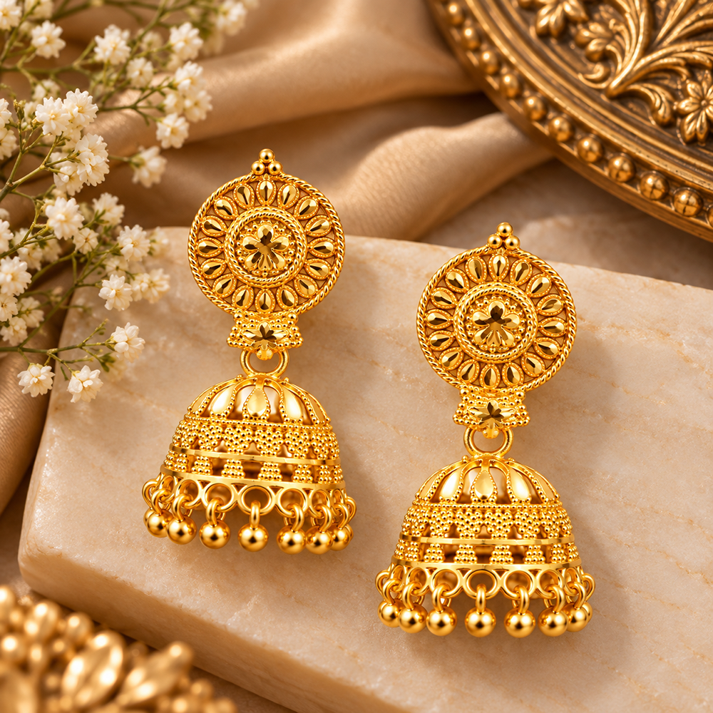 Urthn Heritage Inspired Gold Plated Jhumka Earrings | Traditional Designer Jewellery for Women( Pack of 6)