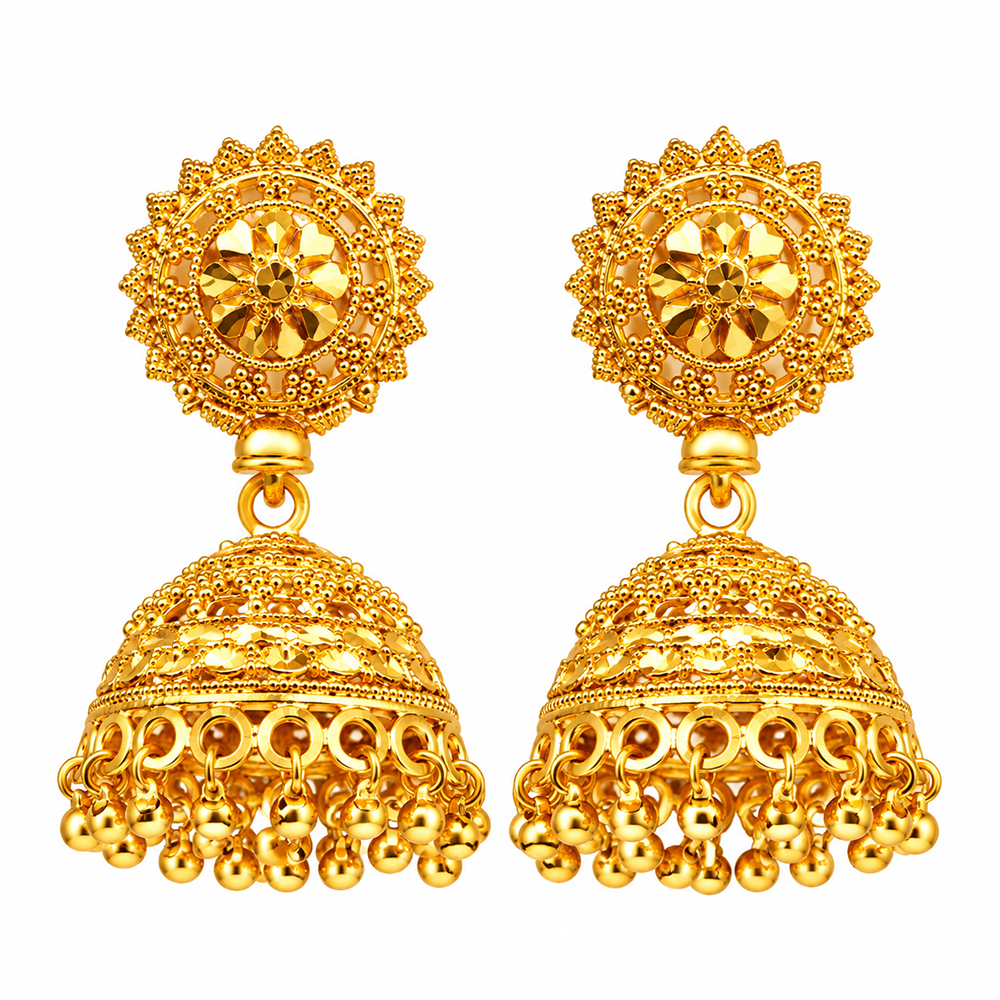 Urthn Heritage Inspired Gold Plated Jhumka Earrings | Traditional Designer Jewellery for Women( Pack of 6)