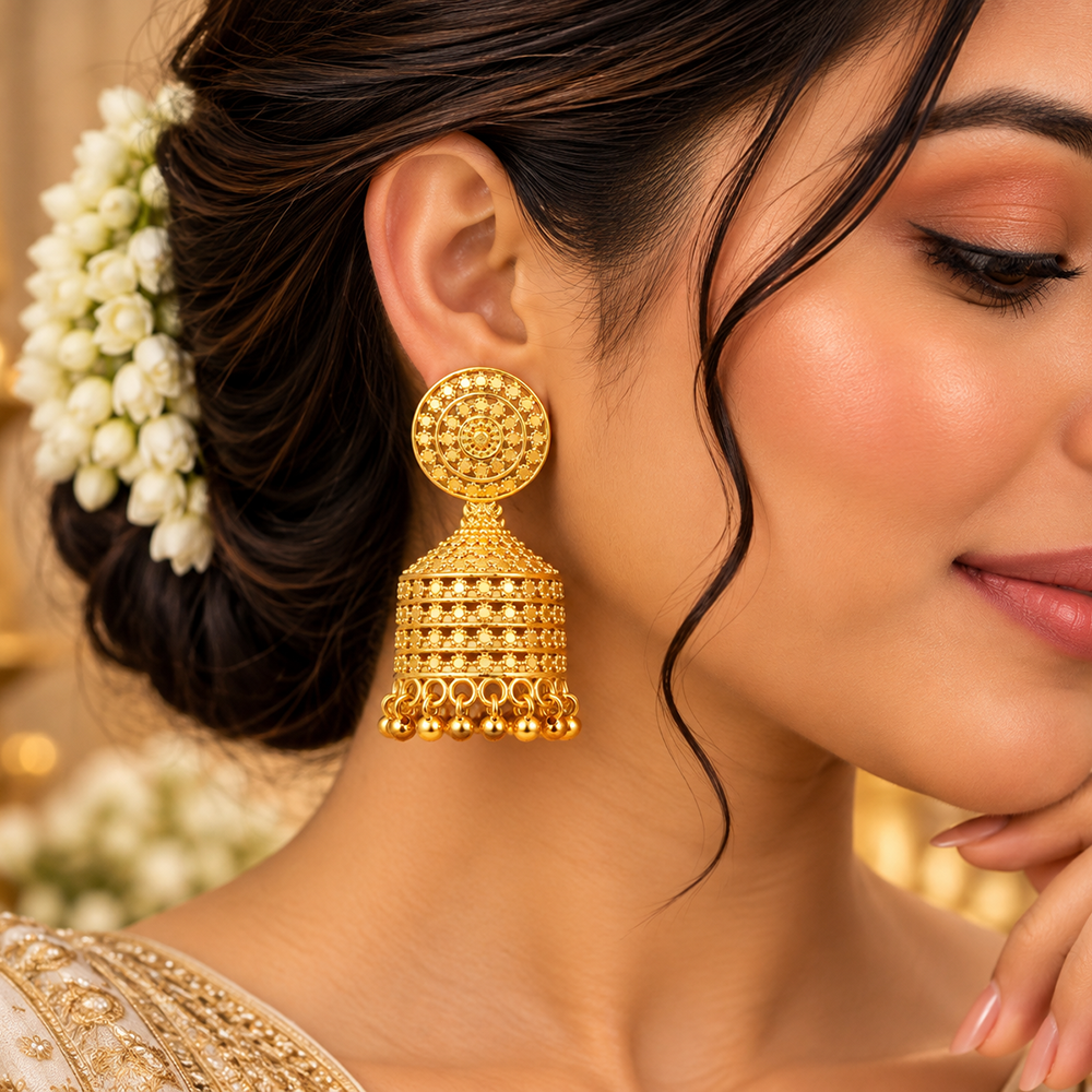 Urthn Heritage Inspired Gold Plated Jhumka Earrings | Traditional Designer Jewellery for Women( Pack of 6)
