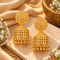 Urthn Heritage Inspired Gold Plated Jhumka Earrings | Traditional Designer Jewellery for Women( Pack of 6)