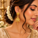 Urthn Stylish Gold Plated Jhumka Earrings | Traditional Fashion Jewellery for Festive & Party Wear( Pack of 6)