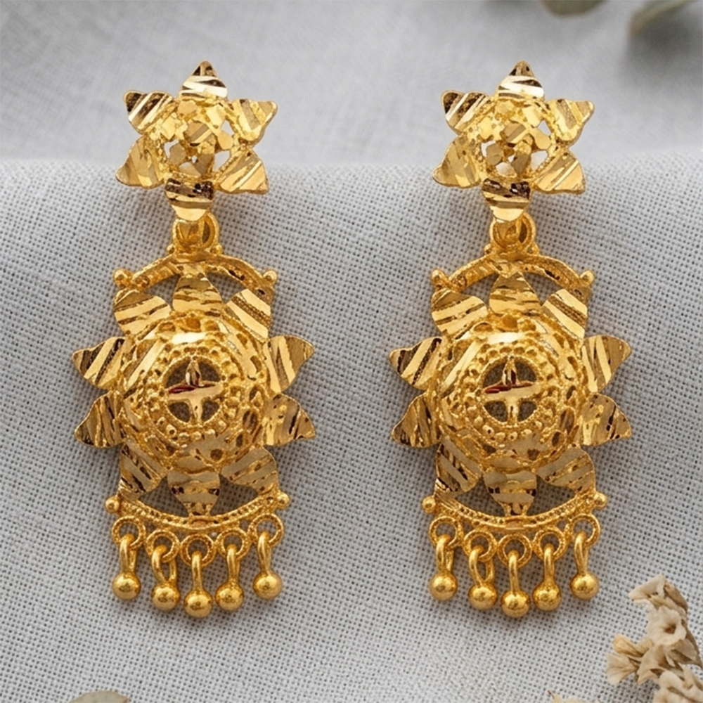 Darshana Jewels Gold Plated Traditional Small Dangler Earrings (Pack of 6)