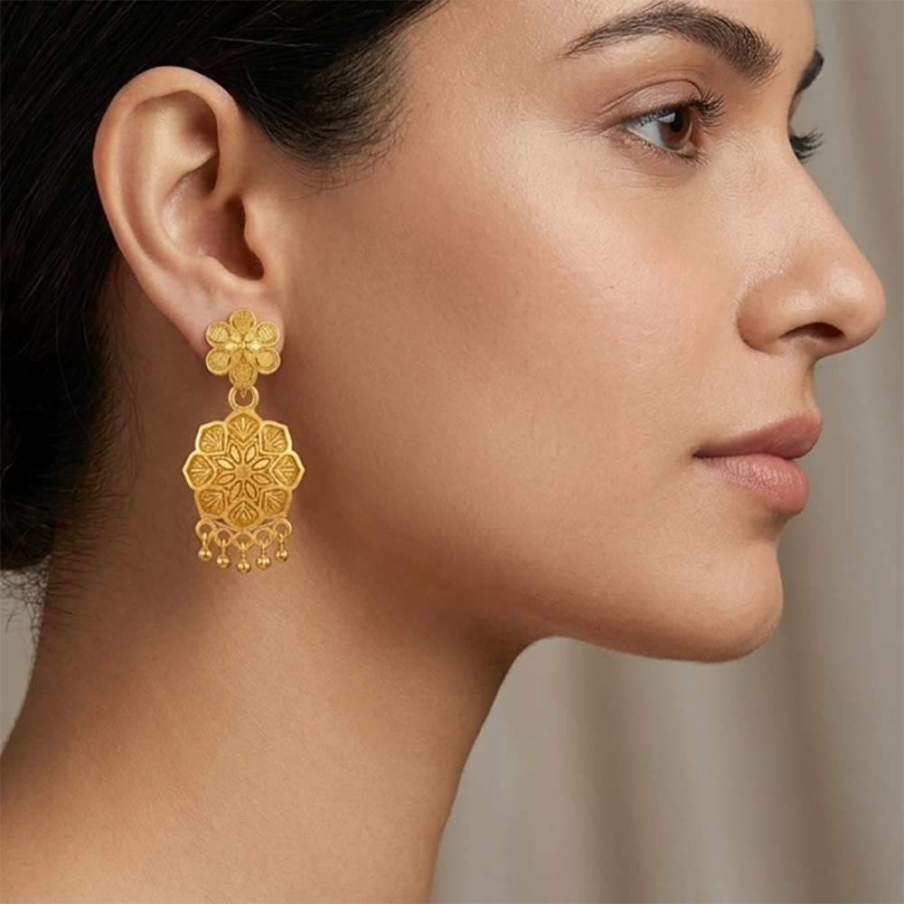 Darshana Jewels Gold Plated Traditional Small Dangler Earrings (Pack of 6)