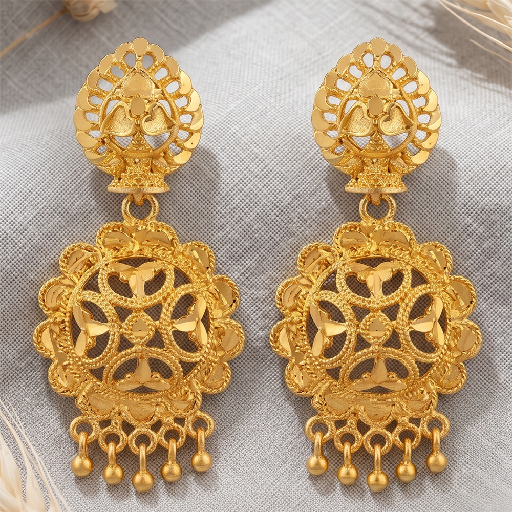 Darshana Jewels Gold Plated Traditional Small Dangler Earrings (Pack of 6)