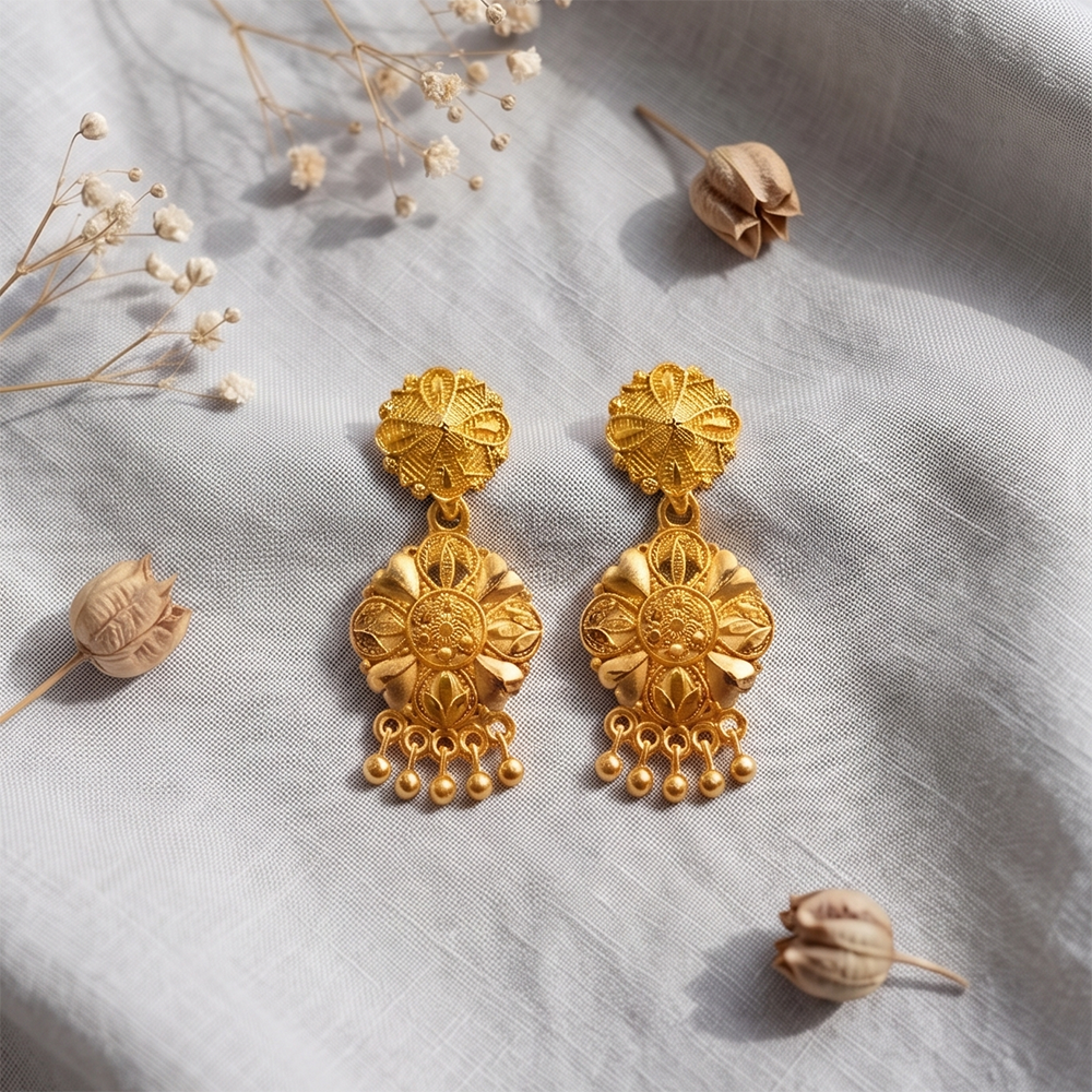 Darshana Jewels Gold Plated Traditional Small Dangler Earrings (Pack of 6)