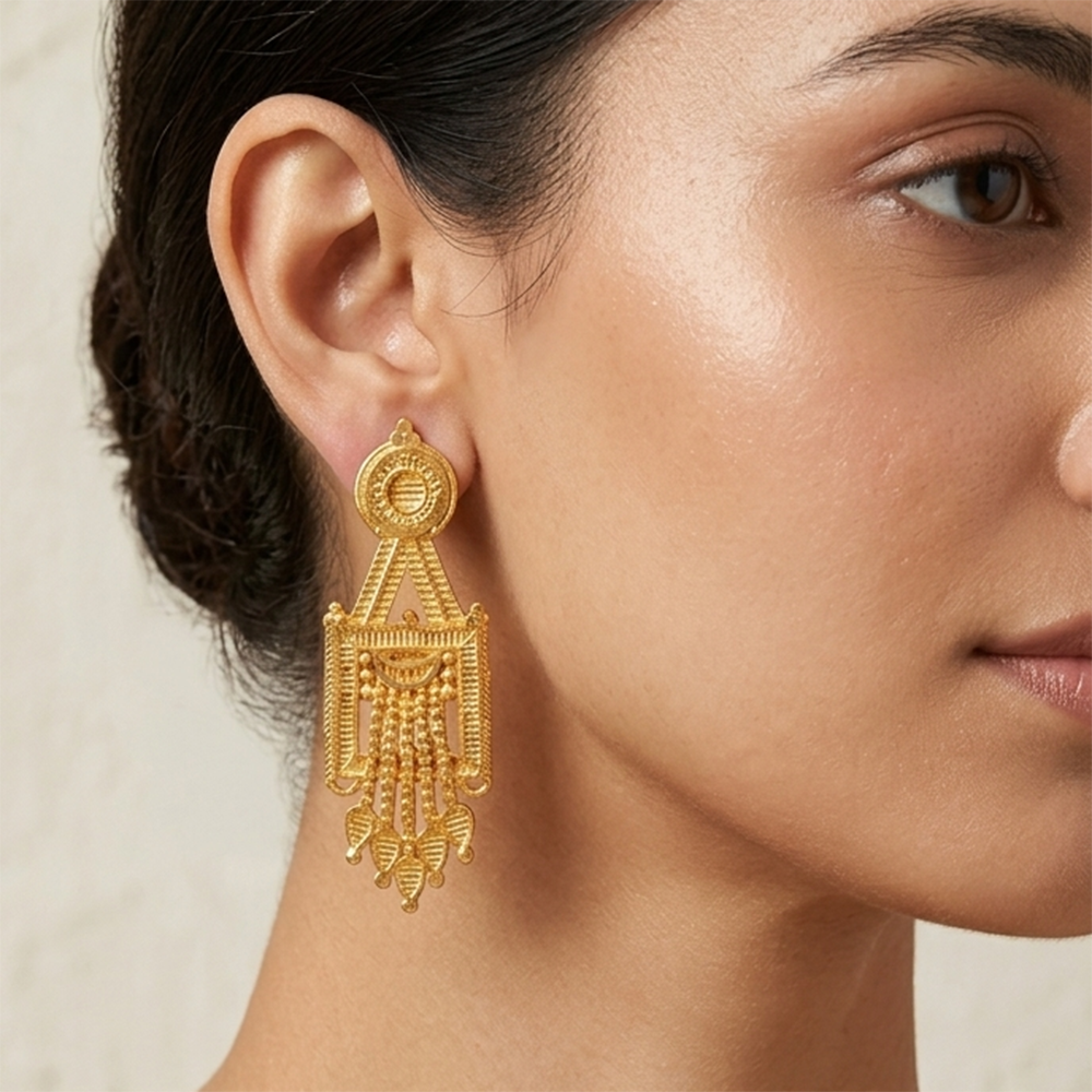 Darshana Jewels Gold Plated Traditional Small Dangler Earrings(Pack Of 6)