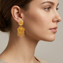 Darshana Jewels Gold Plated Traditional Small Dangler Earrings(Pack Of 6)