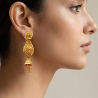 Darshana Jewels Gold Plated Traditional Small Jhumki Earrings(Pack Of 6)