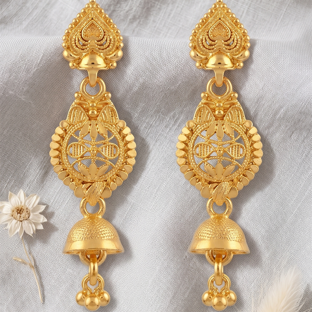 Darshana Jewels Gold Plated Traditional Small Dangler Earrings (Pack of 6)