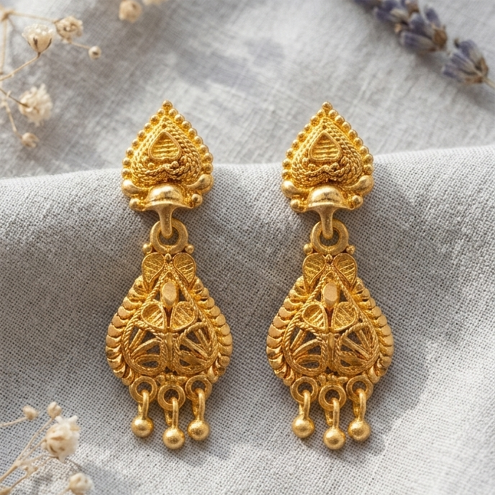 Darshana Jewels Gold Plated Traditional Small Dangler Earrings(Pack Of 6)