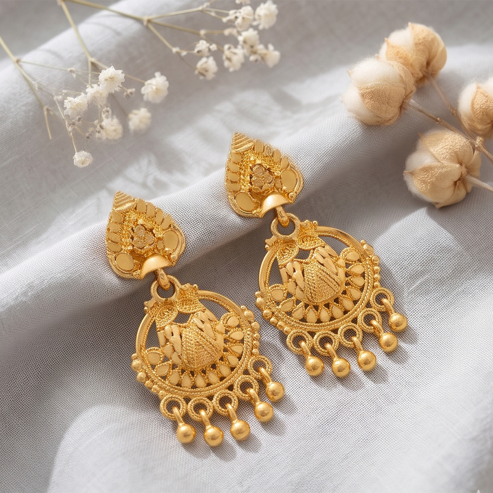 Darshana Jewels Gold Plated Traditional Small Dangler Earrings (Pack of 6)