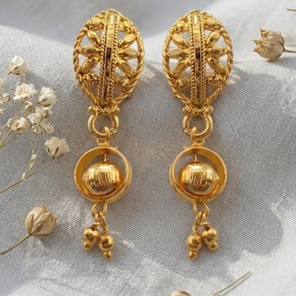 Darshana Jewels Gold Plated Traditional Small Dangler Earrings(Pack Of 6)