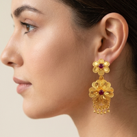 Darshana Jewels Gold Plated Traditional Small Dangler Earrings(Pack Of 6)