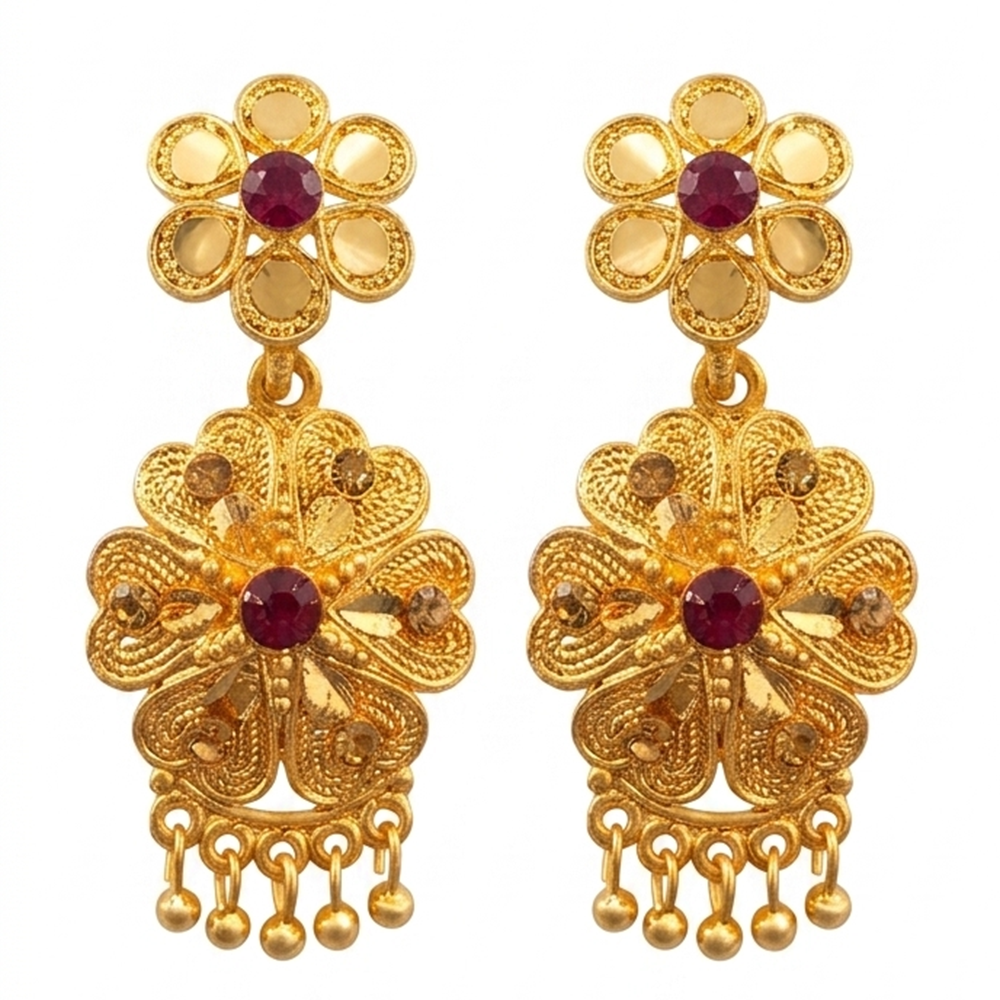 Darshana Jewels Gold Plated Traditional Small Dangler Earrings(Pack Of 6)