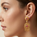 Darshana Jewels Gold Plated Traditional Small Dangler Earrings(Pack Of 6)