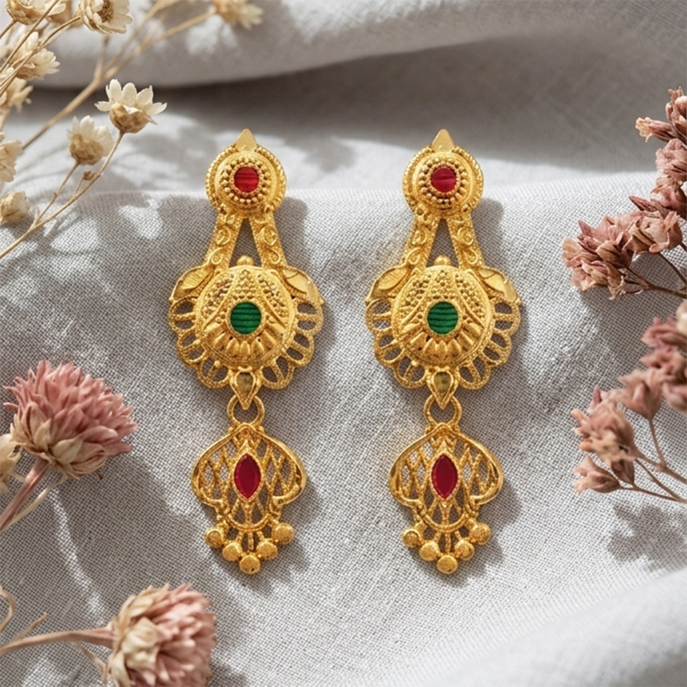 Darshana Jewels Gold Plated Traditional Small Dangler Earrings (Pack of 6)