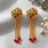 Darshana Jewels Gold Plated Traditional Dangler Tassel Earrings