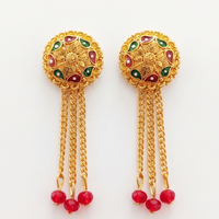 Darshana Jewels Gold Plated Traditional Dangler Tassel Earrings (Pack of 6)