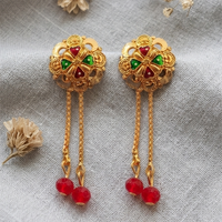 Darshana Jewels Gold Plated Traditional Dangler Tassel Earrings(Pack Of 6)