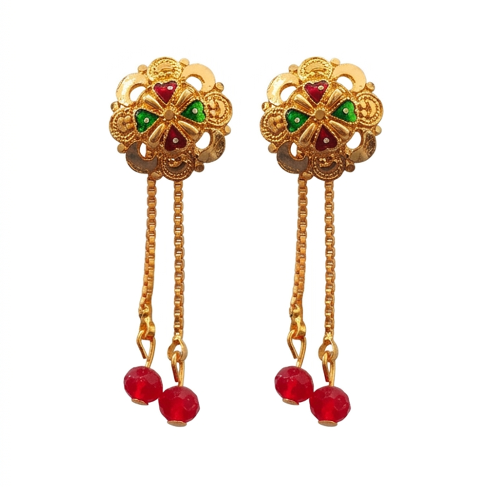 Darshana Jewels Gold Plated Traditional Dangler Tassel Earrings(Pack Of 6)