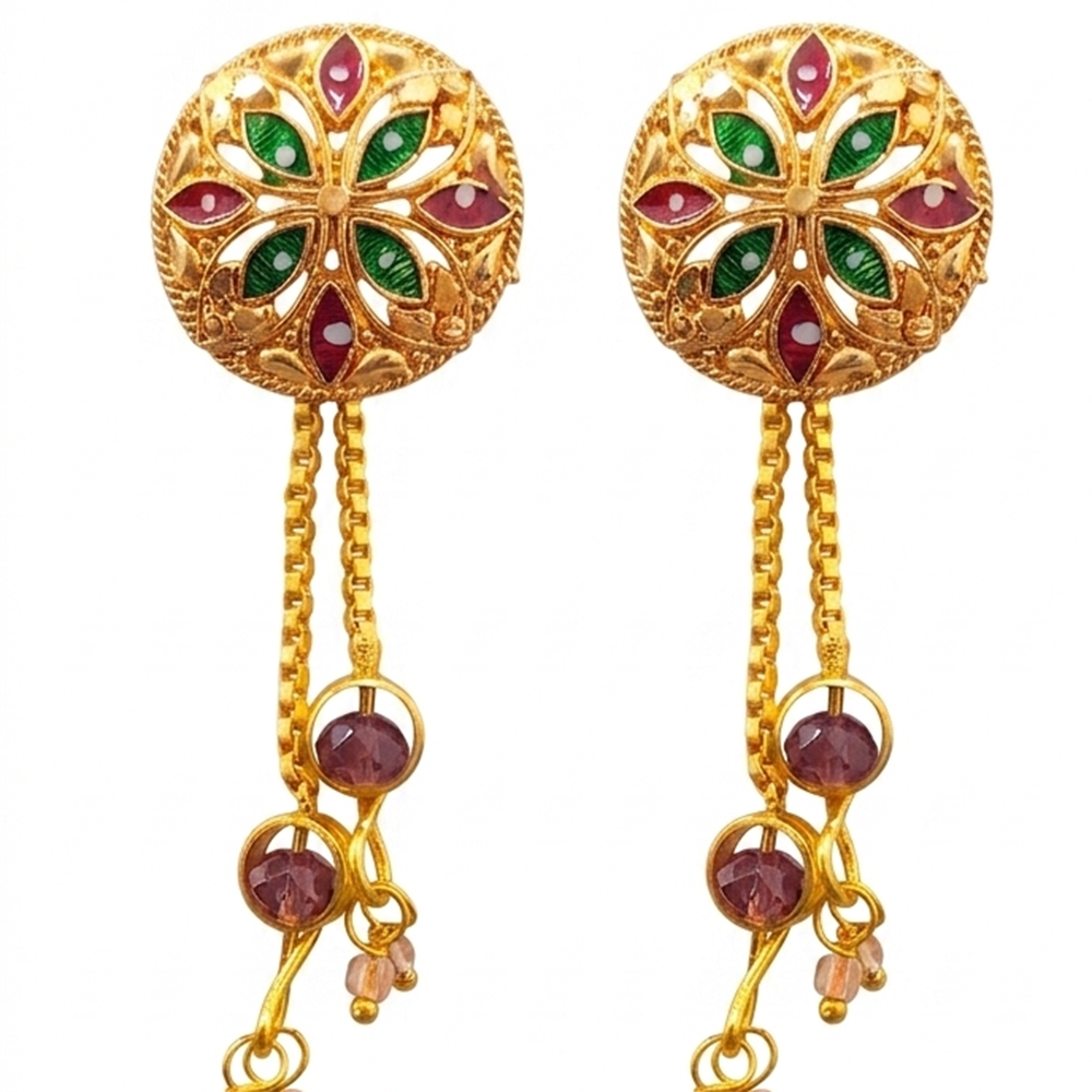 Darshana Jewels Gold Plated Traditional Dangler Tassel Earrings(Pack Of 6)