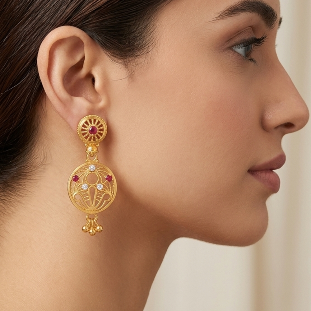 Darshana Jewels Gold Plated Traditional Small Dangler Earrings (Pack of 6)