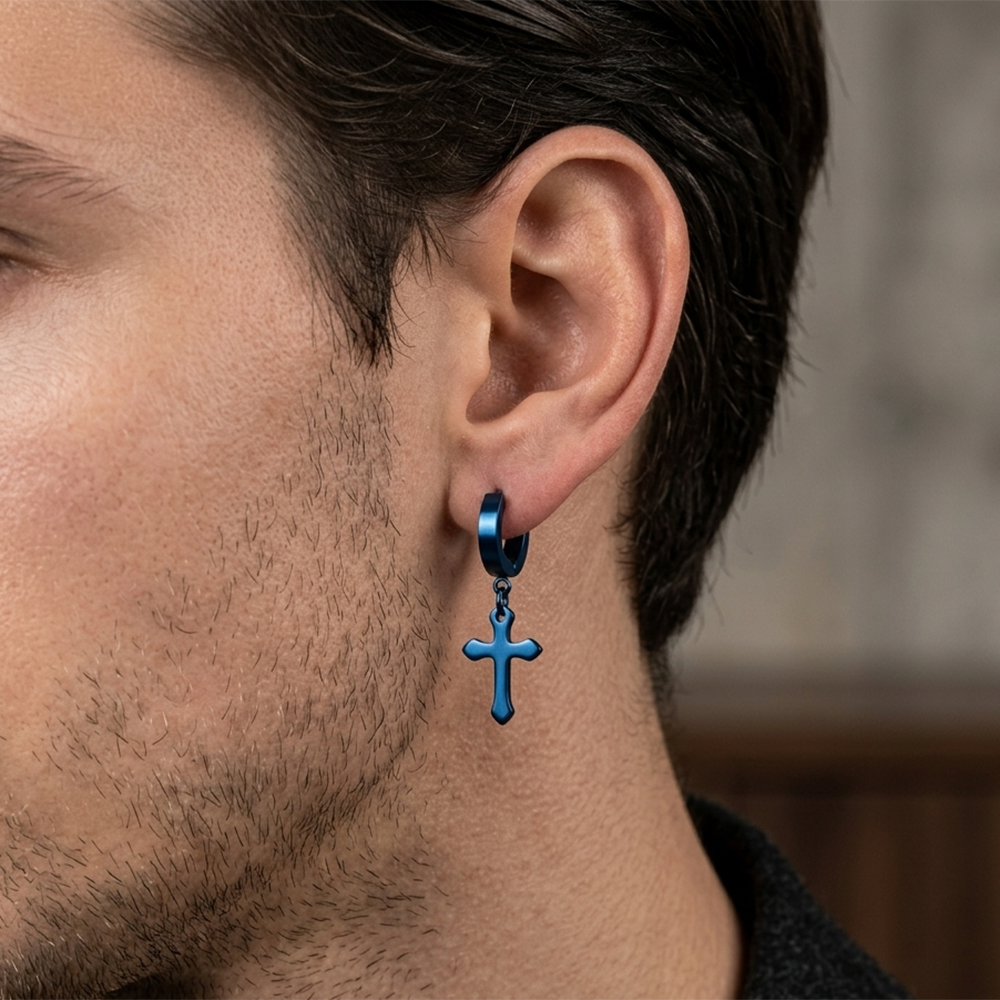 Urthn Blue Plated Stud Mens Bali (1 PC)(Pack of 12)