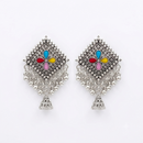 Urthn Oxidised Silver Plated Traditional Jhumki Earrings for Women(Pack Of 6)
