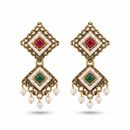 Urthn Antique Gold Plated Pearl Jhumki Earrings for Women(Pack Of 6)