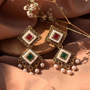 Urthn Antique Gold Plated Pearl Jhumki Earrings for Women