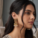 Urthn Antique Gold Plated Butterfly & Pearl Jhumki Earrings for Women(Pack Of 6)