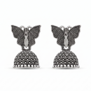 Urthn Oxidised Silver Plated Traditional Butterfly Shape Jhumki Earrings for Women(Pack Of 6)