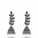 Urthn Oxidised Silver Plated Traditional Jhumki Earrings for Women(Pack Of 6)