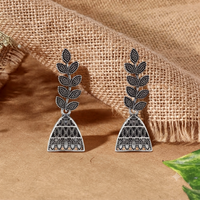 Urthn Oxidised Silver Plated Traditional Jhumki Earrings for Women