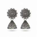 Urthn Oxidised Silver Plated Traditional Jhumki Earrings for Women(Pack Of 6)
