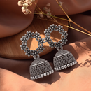 Urthn Oxidised Silver Plated Traditional Jhumki Earrings for Women