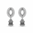 Urthn Oxidised Silver Plated Traditional Jhumki Earrings for Women(Pack Of 6)