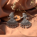 Urthn Oxidised Silver Plated Traditional Jhumki Earrings for Women