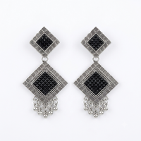 Urthn Oxidised Silver Plated Traditional Jhumki Earrings for Women(Pack Of 6)