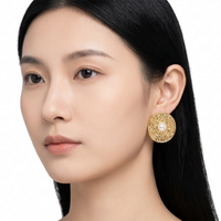 Urthn Pearl Stud Round Earrings Contemporary Fashion Jewelry Collection(Pack of 6)