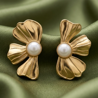 Urthn Trendy Gold Plated Flower Petals Design Earring(Pack of 6)