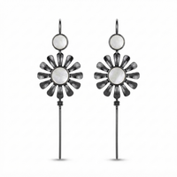 Urthn Black Plated Floral Ear cuff(Pack of 6)