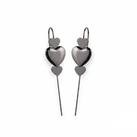Urthn Black Plated Heart Shape Ear cuff(Pack of 6)